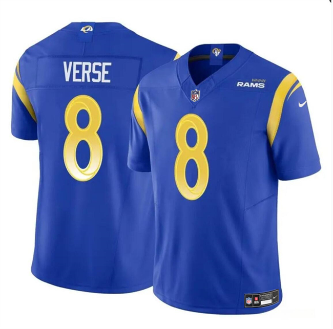 Men's Los Angeles Rams #8 Jared Verse Blue 2024 Draft F.U.S.E Vapor Untouchable Stitched Football Jersey